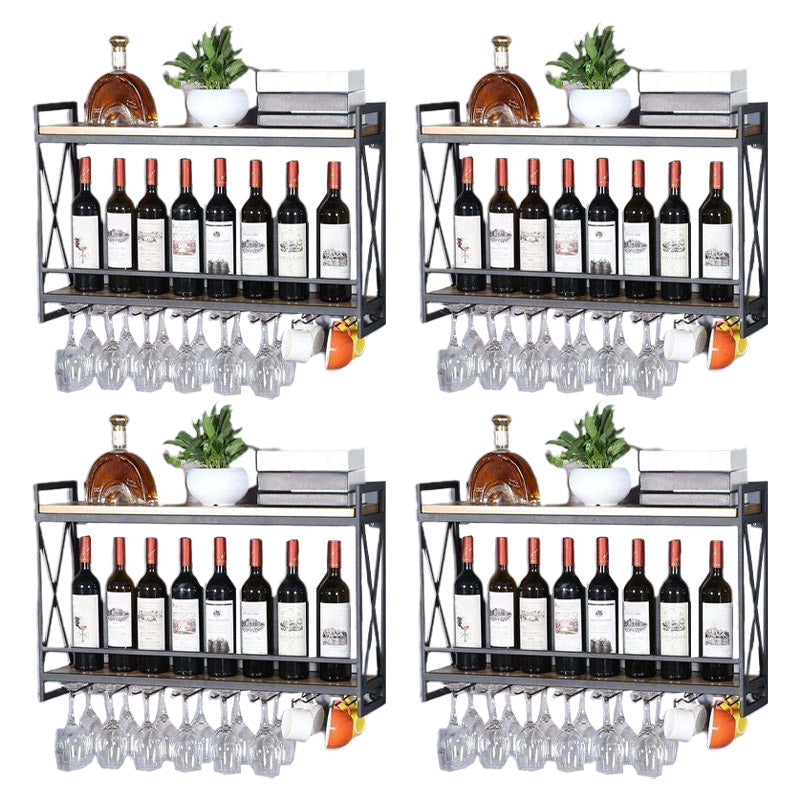 Steel Wine Rack Modern Wall Mounted Wine Holder Rack with Shelf