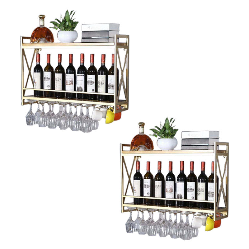 Steel Wine Rack Modern Wall Mounted Wine Holder Rack with Shelf