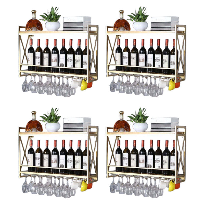 Steel Wine Rack Modern Wall Mounted Wine Holder Rack with Shelf