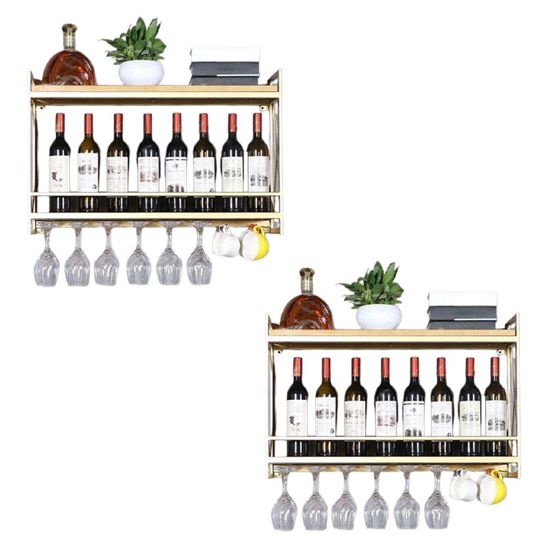 Steel Wine Rack Modern Wall Mounted Wine Holder Rack with Shelf