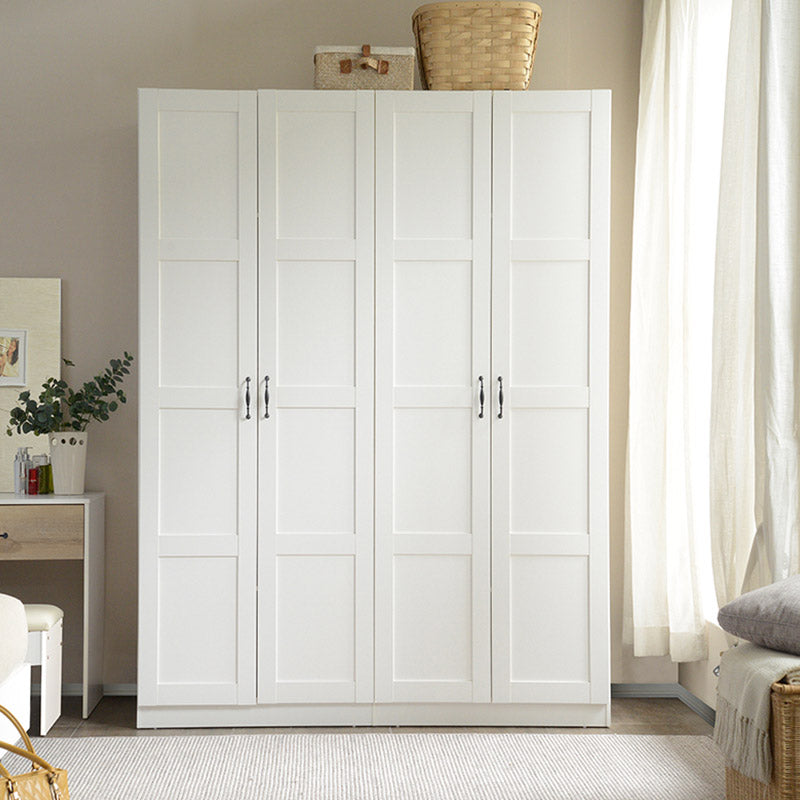 White Wardrobe Closet with Garment Rod Manufactured Wood Youth Armoire