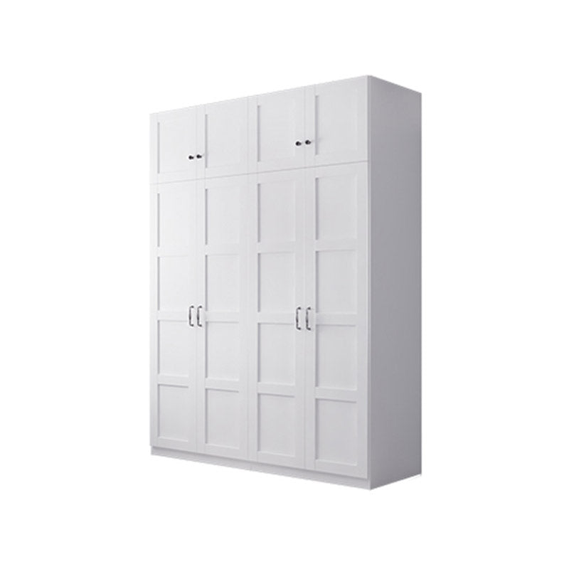 White Wardrobe Closet with Garment Rod Manufactured Wood Youth Armoire