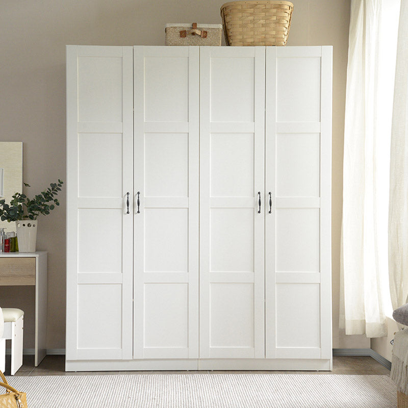 White Wardrobe Closet with Garment Rod Manufactured Wood Youth Armoire