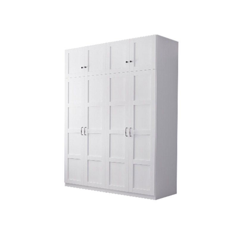 White Wardrobe Closet with Garment Rod Manufactured Wood Youth Armoire