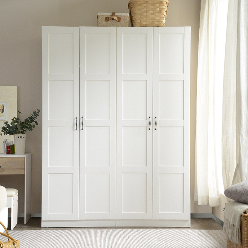 White Wardrobe Closet with Garment Rod Manufactured Wood Youth Armoire