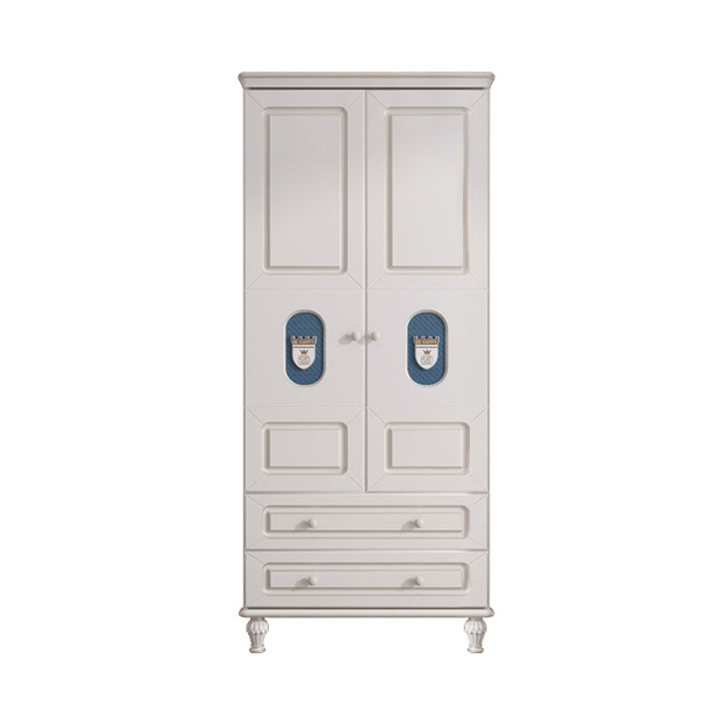 Modern Style Kids Closet White Colour Solid Wood Bedroom Youth Armoire