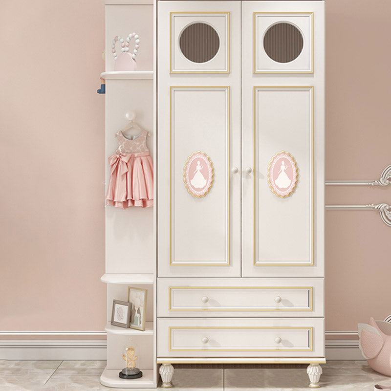 Modern Style Kids Closet White Colour Solid Wood Bedroom Youth Armoire