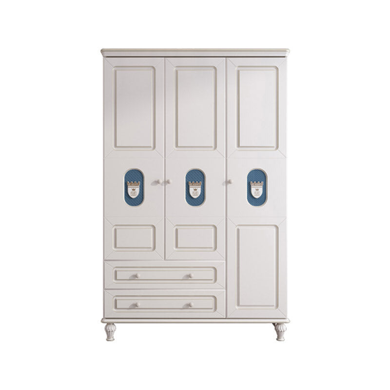 Modern Style Kids Closet White Colour Solid Wood Bedroom Youth Armoire