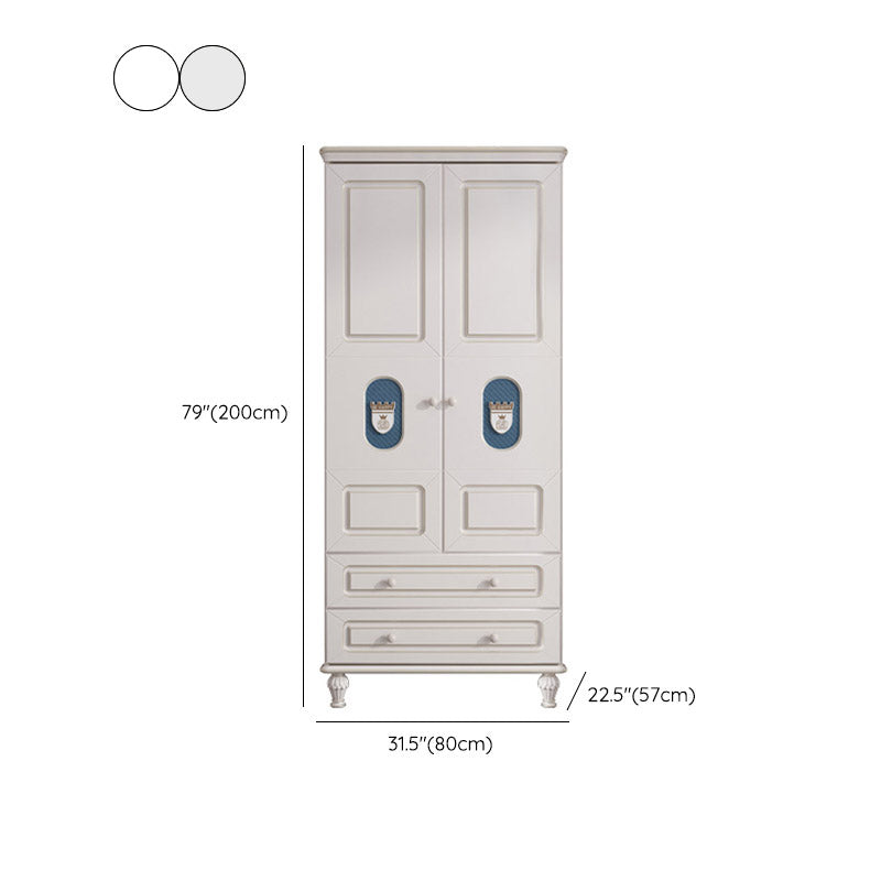 Modern Style Kids Closet White Colour Solid Wood Bedroom Youth Armoire