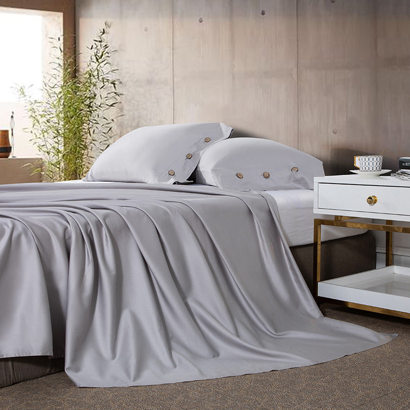 Cotton Soft Bed Sheet Solid Color Wrinkle Resistant Breathable Sheet Set
