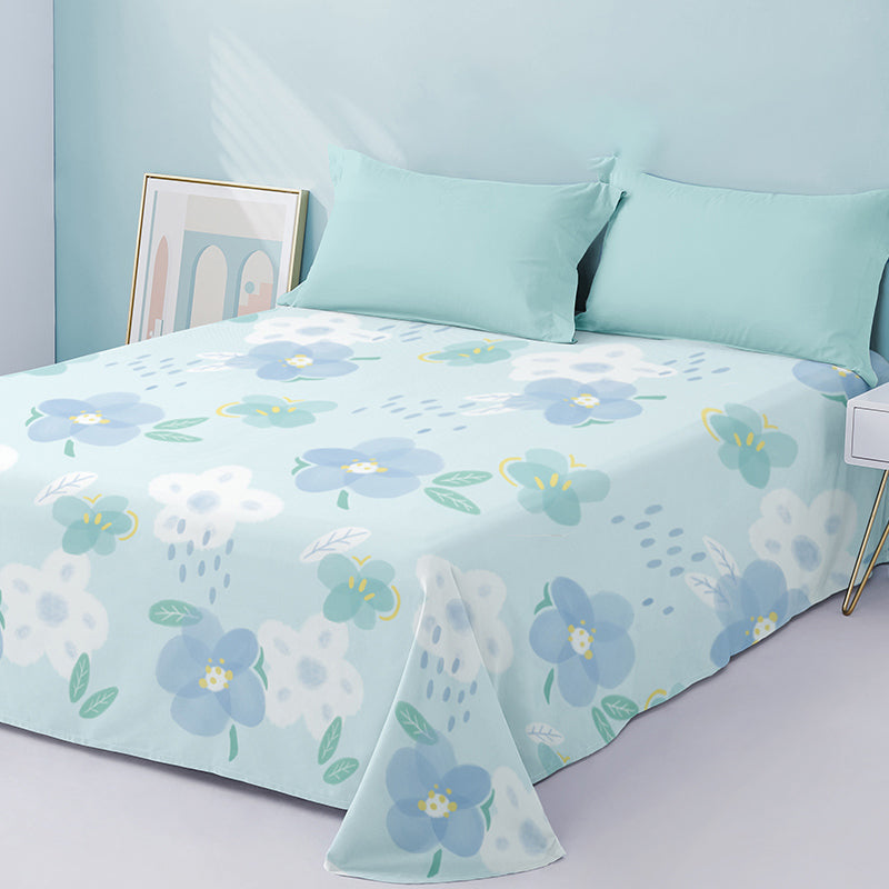 Sheet Sets Cotton Floral Printed Wrinkle Resistant Breathable Super Soft Bed Sheet Set