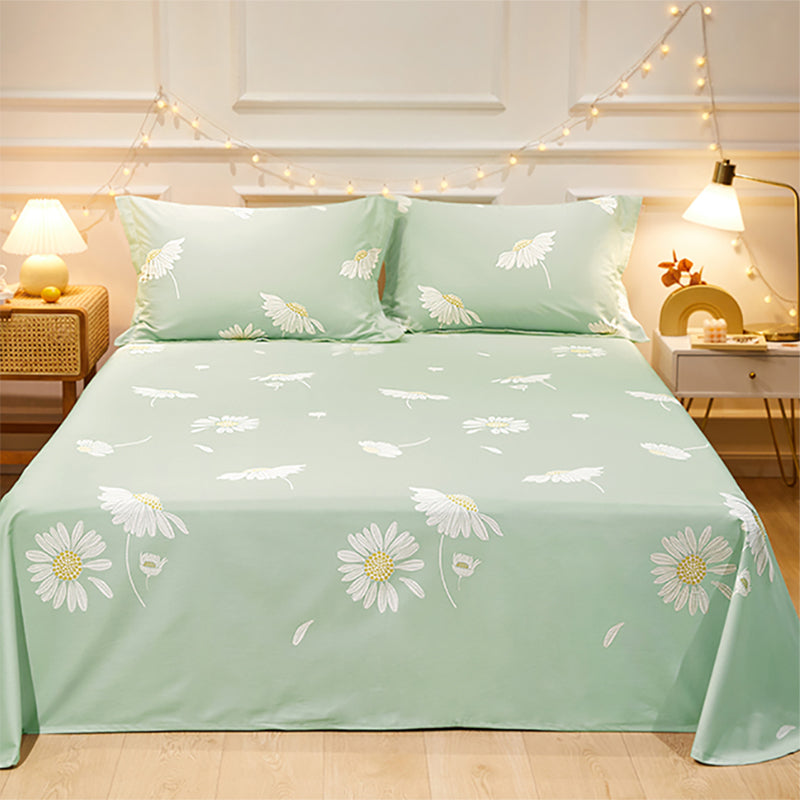 Sheet Sets Cotton Floral Printed Wrinkle Resistant Breathable Super Soft Bed Sheet Set