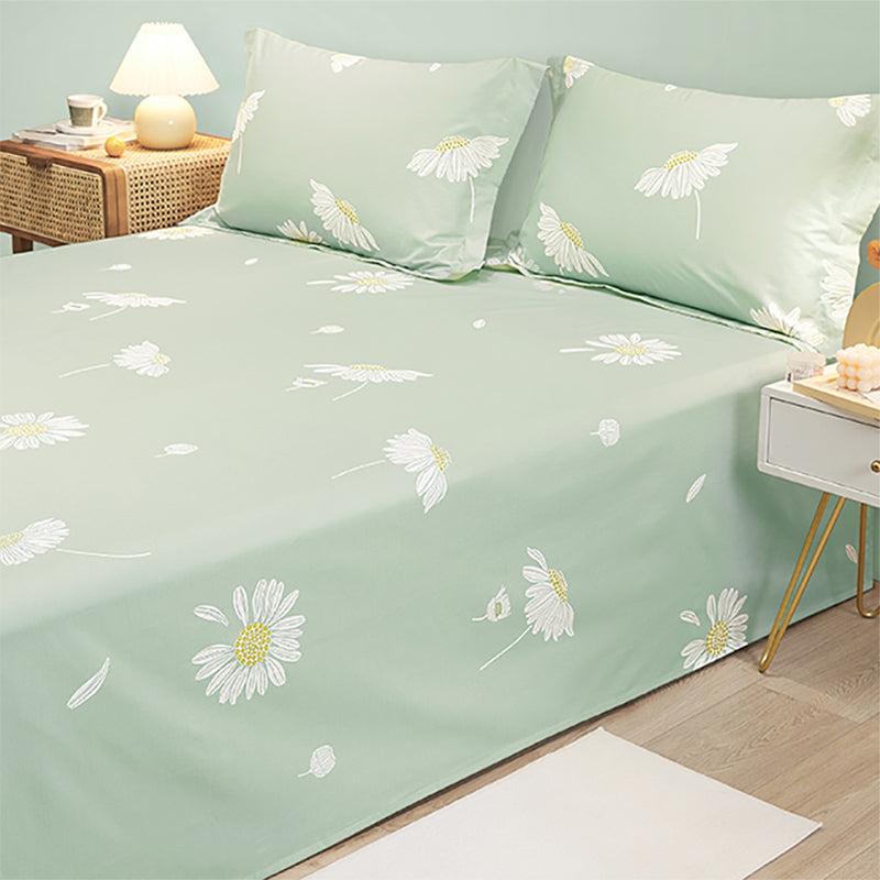 Sheet Sets Cotton Floral Printed Wrinkle Resistant Breathable Super Soft Bed Sheet Set