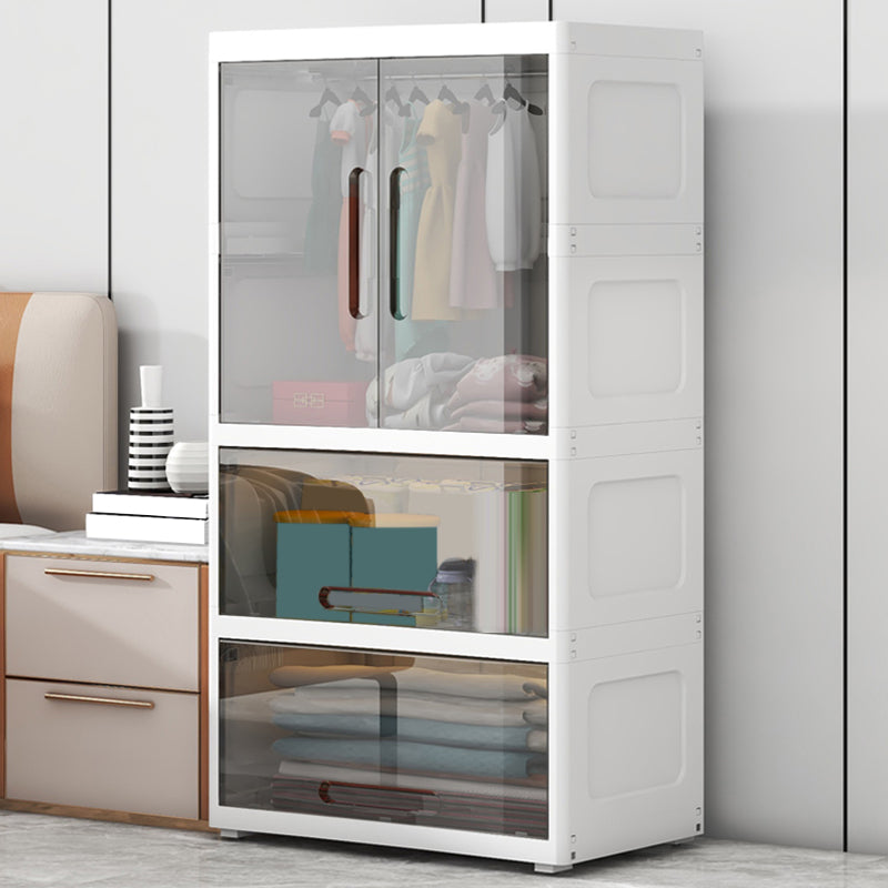 Modern Style Youth Armoire Plastic Bedroom Hanging Clothes Rack with Door