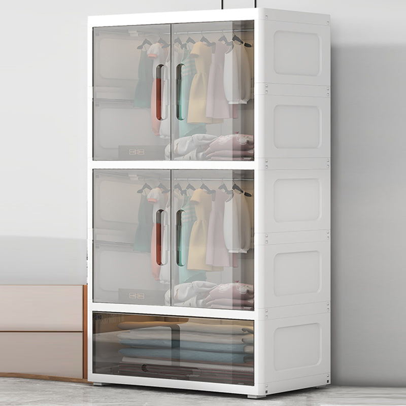 Modern Style Youth Armoire Plastic Bedroom Hanging Clothes Rack with Door