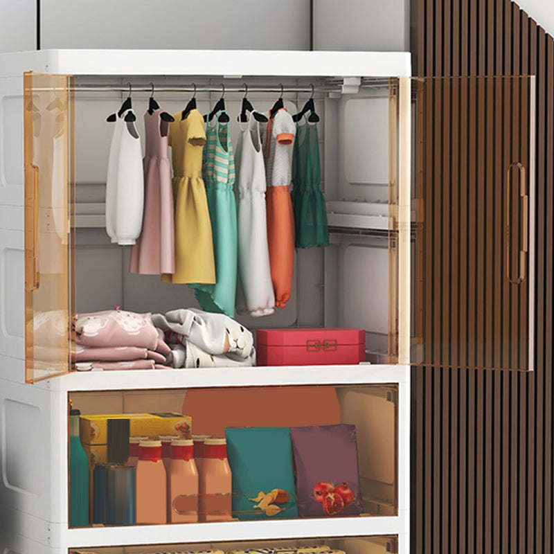 Modern Style Youth Armoire Plastic Bedroom Hanging Clothes Rack with Door