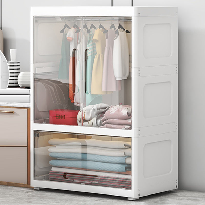 Modern Style Youth Armoire Plastic Bedroom Hanging Clothes Rack with Door