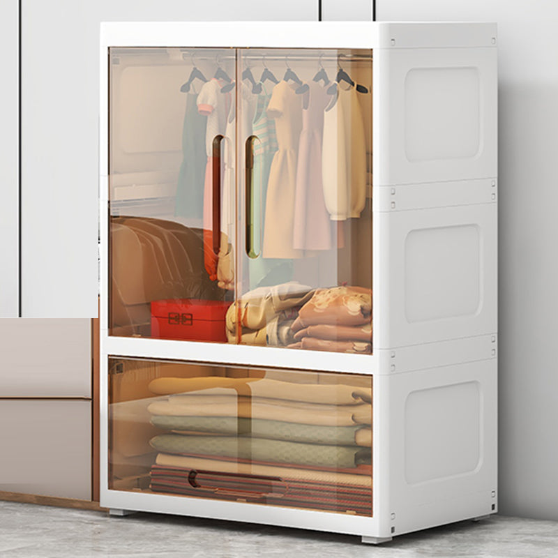 Modern Style Youth Armoire Plastic Bedroom Hanging Clothes Rack with Door