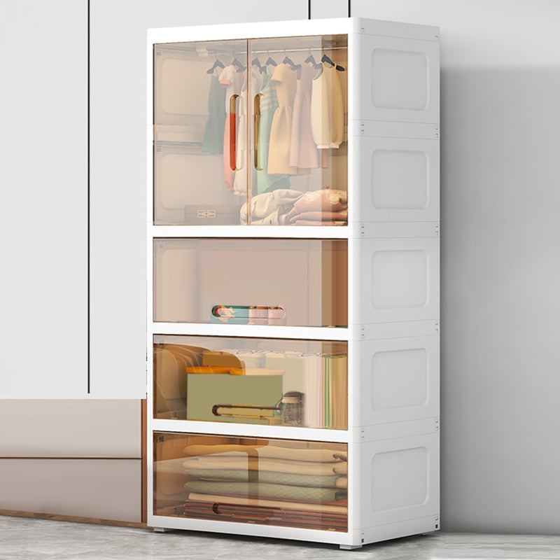 Modern Style Youth Armoire Plastic Bedroom Hanging Clothes Rack with Door