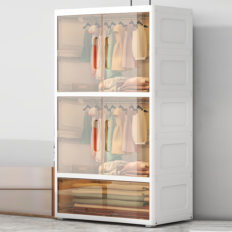 Modern Style Youth Armoire Plastic Bedroom Hanging Clothes Rack with Door