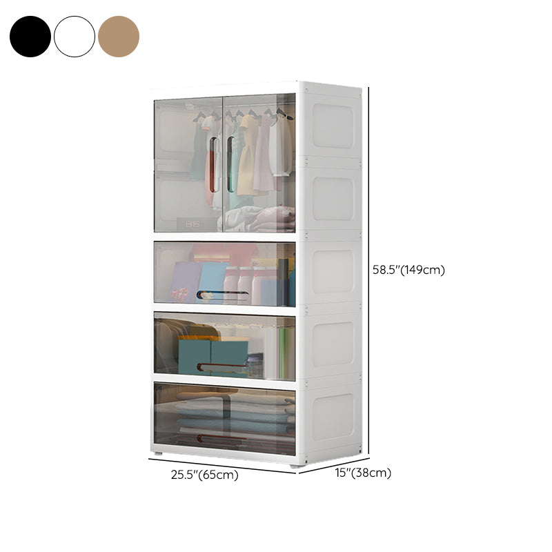 Modern Style Youth Armoire Plastic Bedroom Hanging Clothes Rack with Door