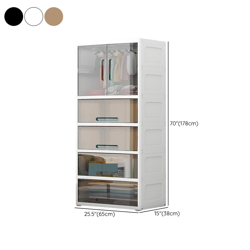 Modern Style Youth Armoire Plastic Bedroom Hanging Clothes Rack with Door