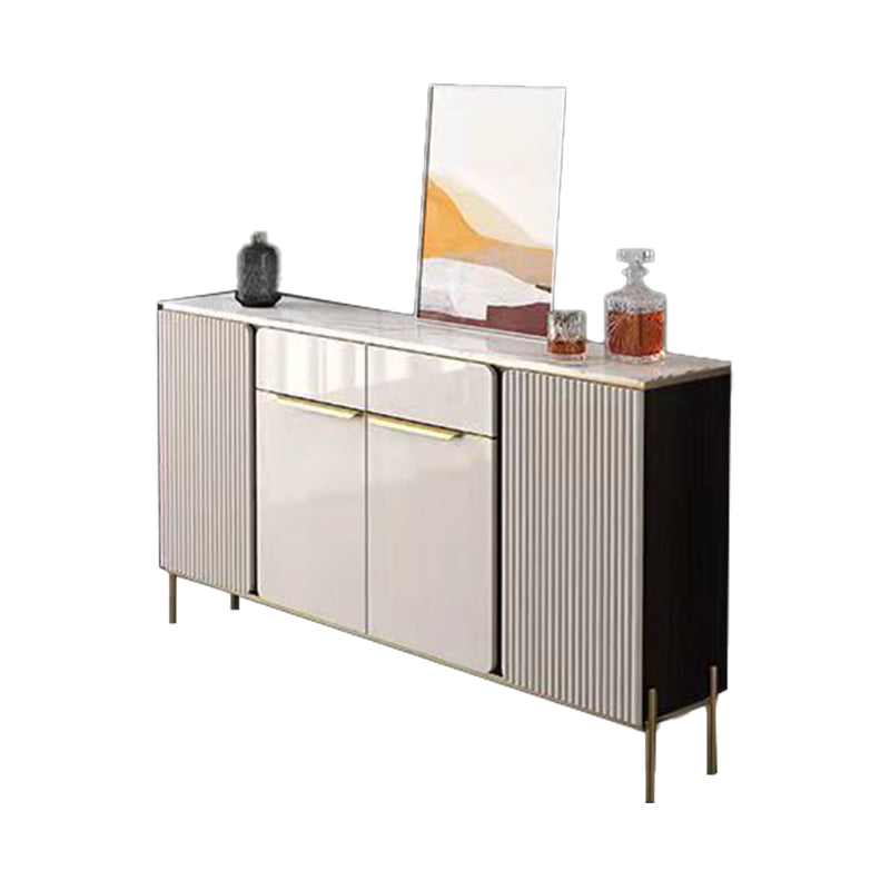 Glam Credenza Stone Adjustable Shelving Buffet Credenza with Cabinets and Drawers