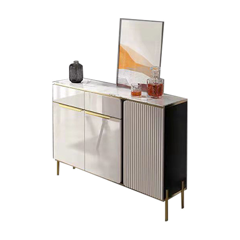 Glam Credenza Stone Adjustable Shelving Buffet Credenza with Cabinets and Drawers