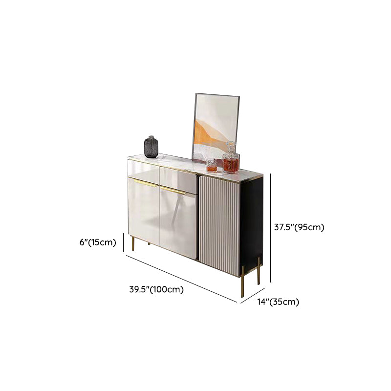 Glam Credenza Stone Adjustable Shelving Buffet Credenza with Cabinets and Drawers