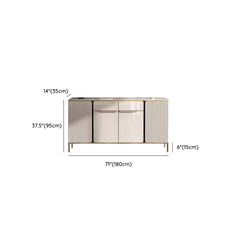 Glam Credenza Stone Adjustable Shelving Buffet Credenza with Cabinets and Drawers