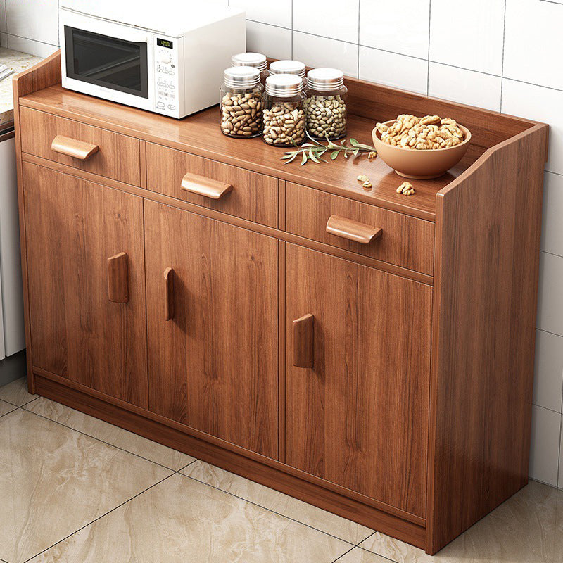 Contemporary Style Credenza Wood Server with Cabinets and Drawers