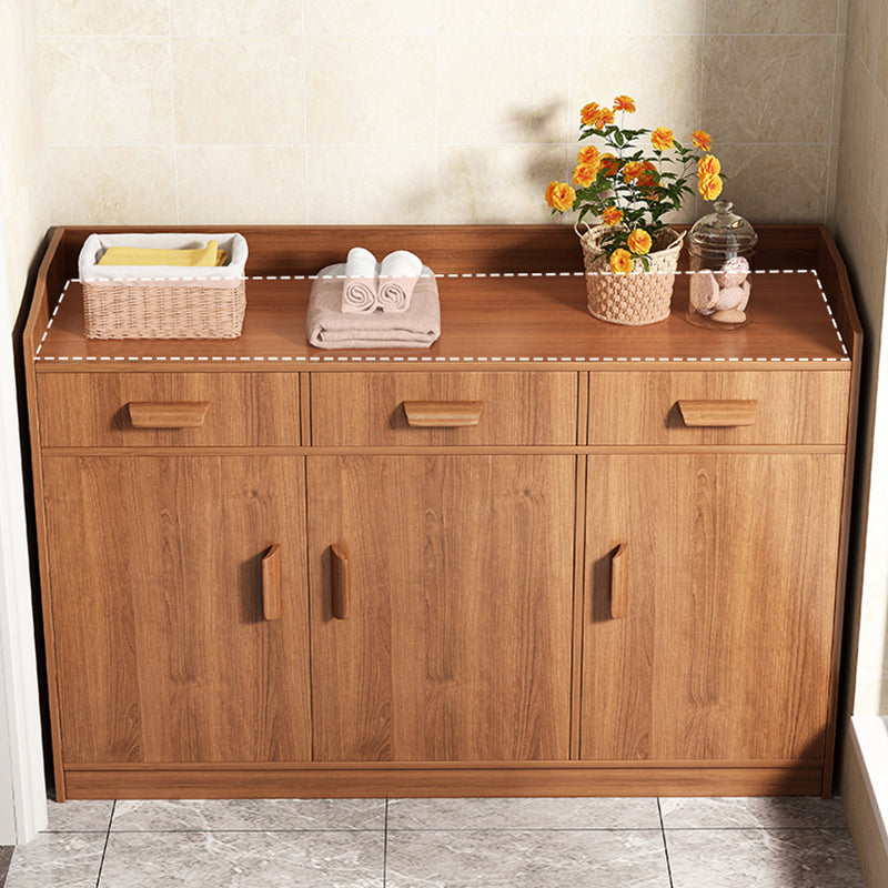 Contemporary Style Credenza Wood Server with Cabinets and Drawers