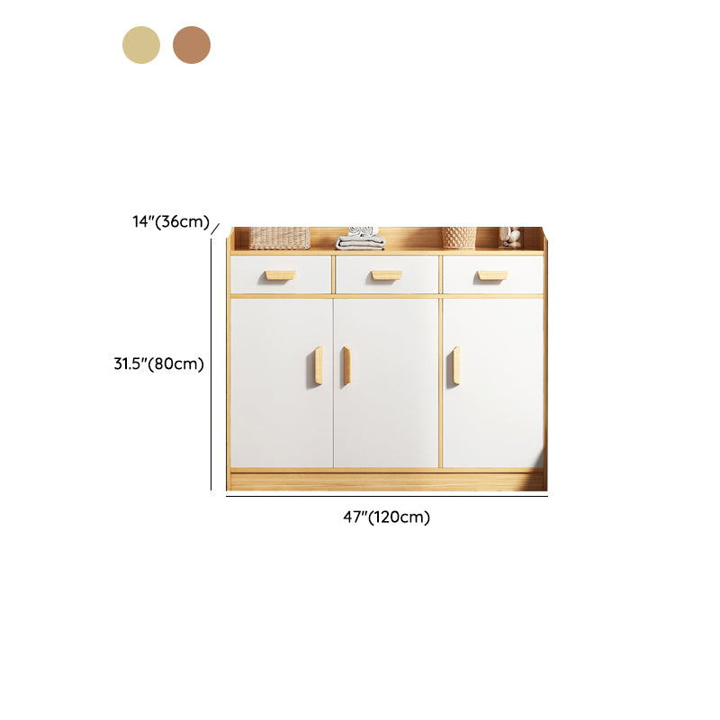 Contemporary Style Credenza Wood Server with Cabinets and Drawers