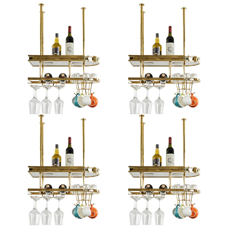 Stainless Steel Wine Holder Rack Modern Style Hanging Wine Rack Holder in Gold