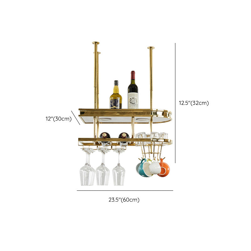 Stainless Steel Wine Holder Rack Modern Style Hanging Wine Rack Holder in Gold