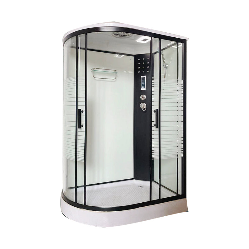 Modern Black Shower Stall Shower System Clear Glass Sliding Door Shower Enclosure