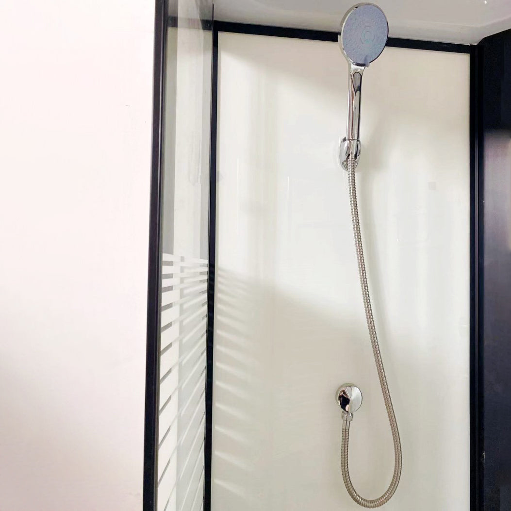 Modern Black Shower Stall Shower System Clear Glass Sliding Door Shower Enclosure