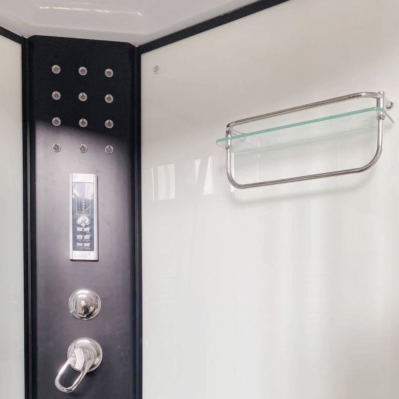 Modern Black Shower Stall Shower System Clear Glass Sliding Door Shower Enclosure