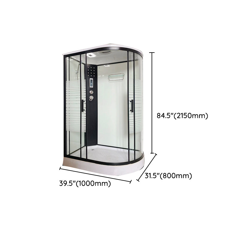 Modern Black Shower Stall Shower System Clear Glass Sliding Door Shower Enclosure