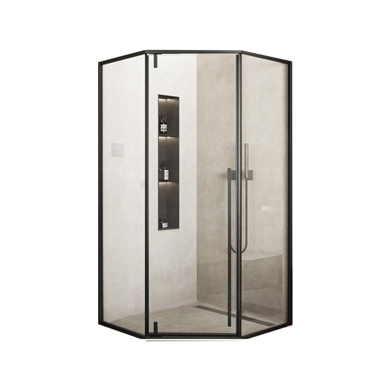 Modern Shower Enclosure Corner Black Clear Glass Shower Stall