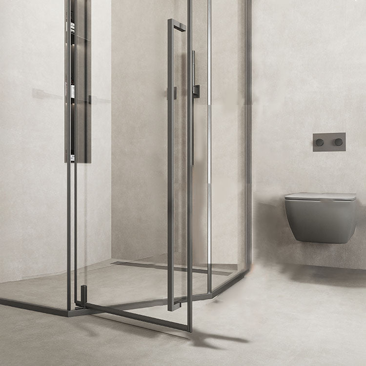 Modern Shower Enclosure Corner Black Clear Glass Shower Stall