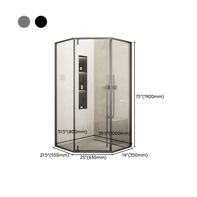 Modern Shower Enclosure Corner Black Clear Glass Shower Stall