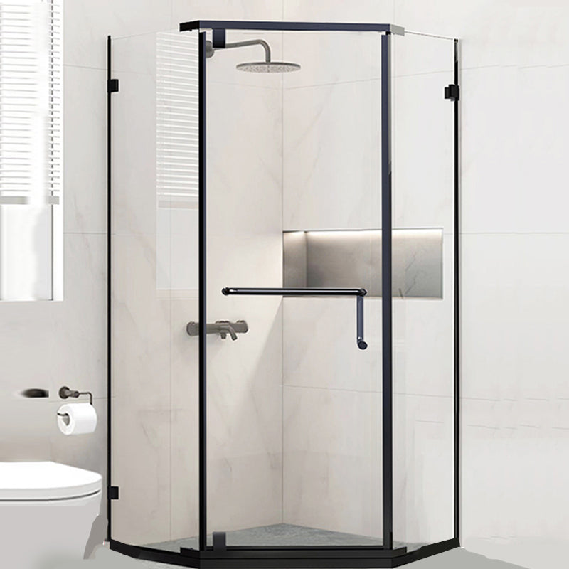 Neo-Angle Polished Glass Shower Enclosure Matt Black Frame Shower Stall