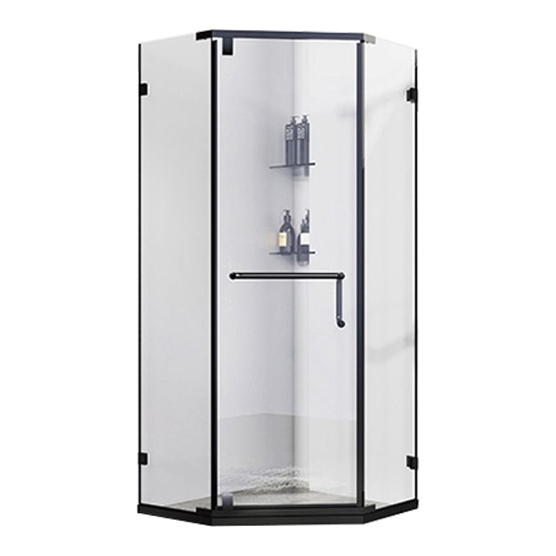 Neo-Angle Polished Glass Shower Enclosure Matt Black Frame Shower Stall