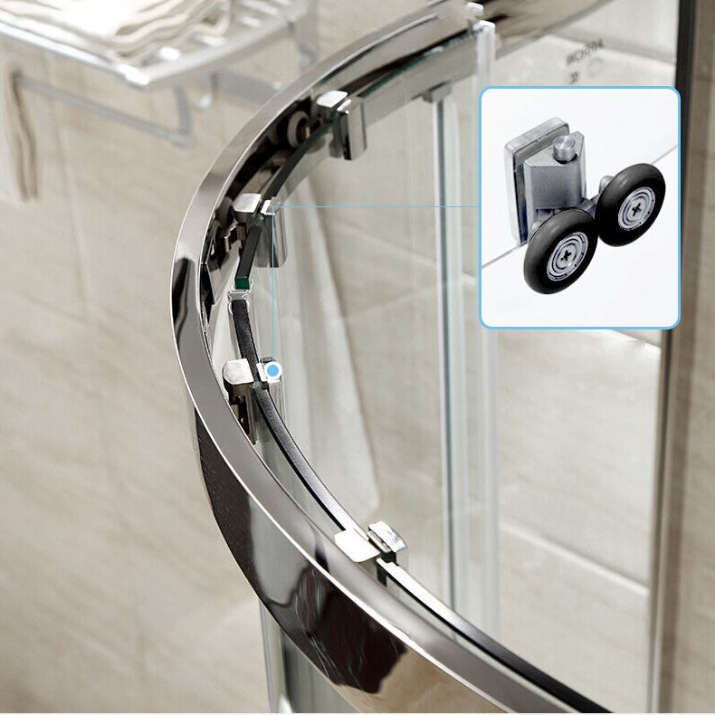 Modern Shower Stall Tempered Glass Easy Clean Glass Double Sliding Corner Shower Kit