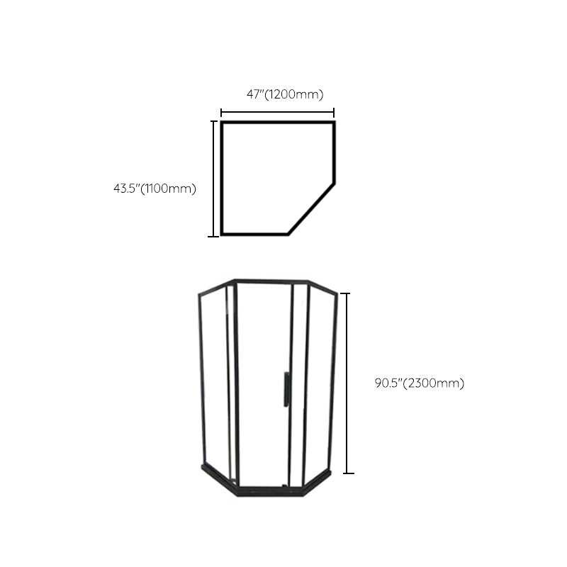 Modern Clear Glass Double Sliding Shower Enclosure Framed Shower Enclosure