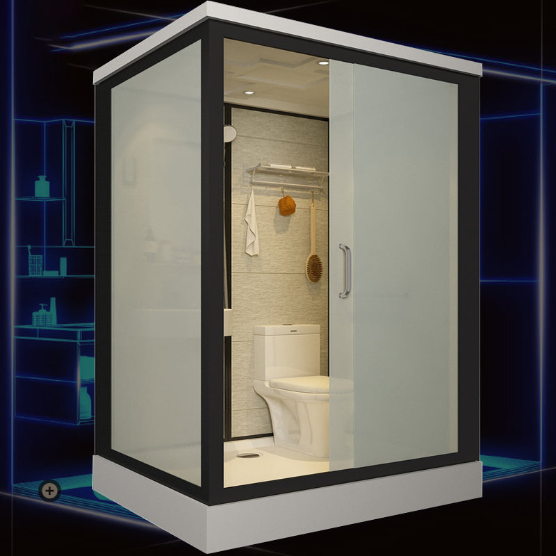 Contemporary Framed Shower Stall Frosted Shower Stall with Ceiling