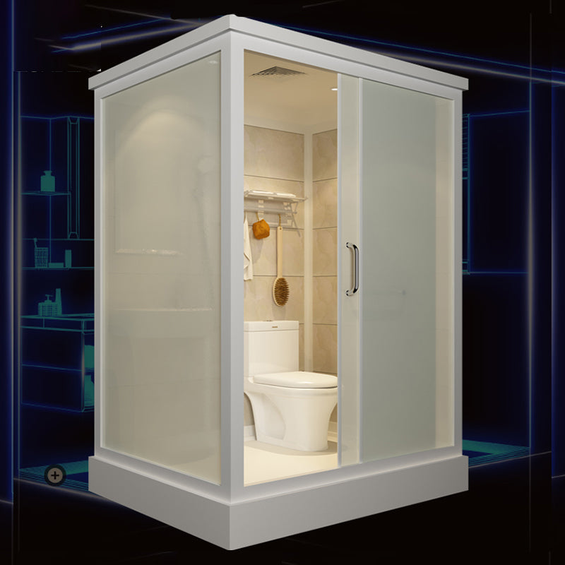 Contemporary Framed Shower Stall Frosted Shower Stall with Ceiling