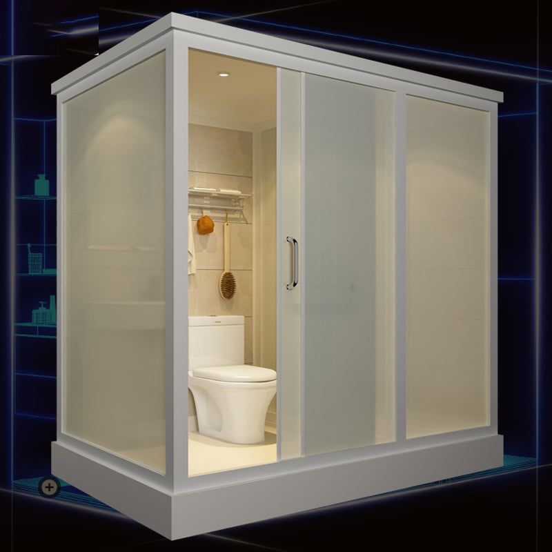 Contemporary Framed Shower Stall Frosted Shower Stall with Ceiling