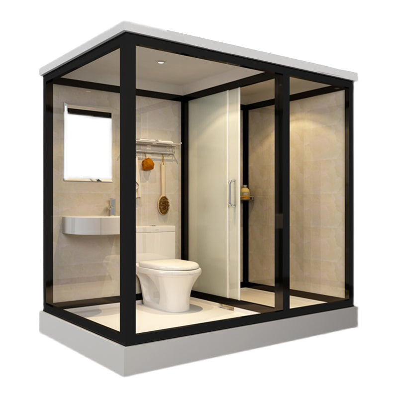 Contemporary Framed Shower Stall Frosted Shower Stall with Ceiling